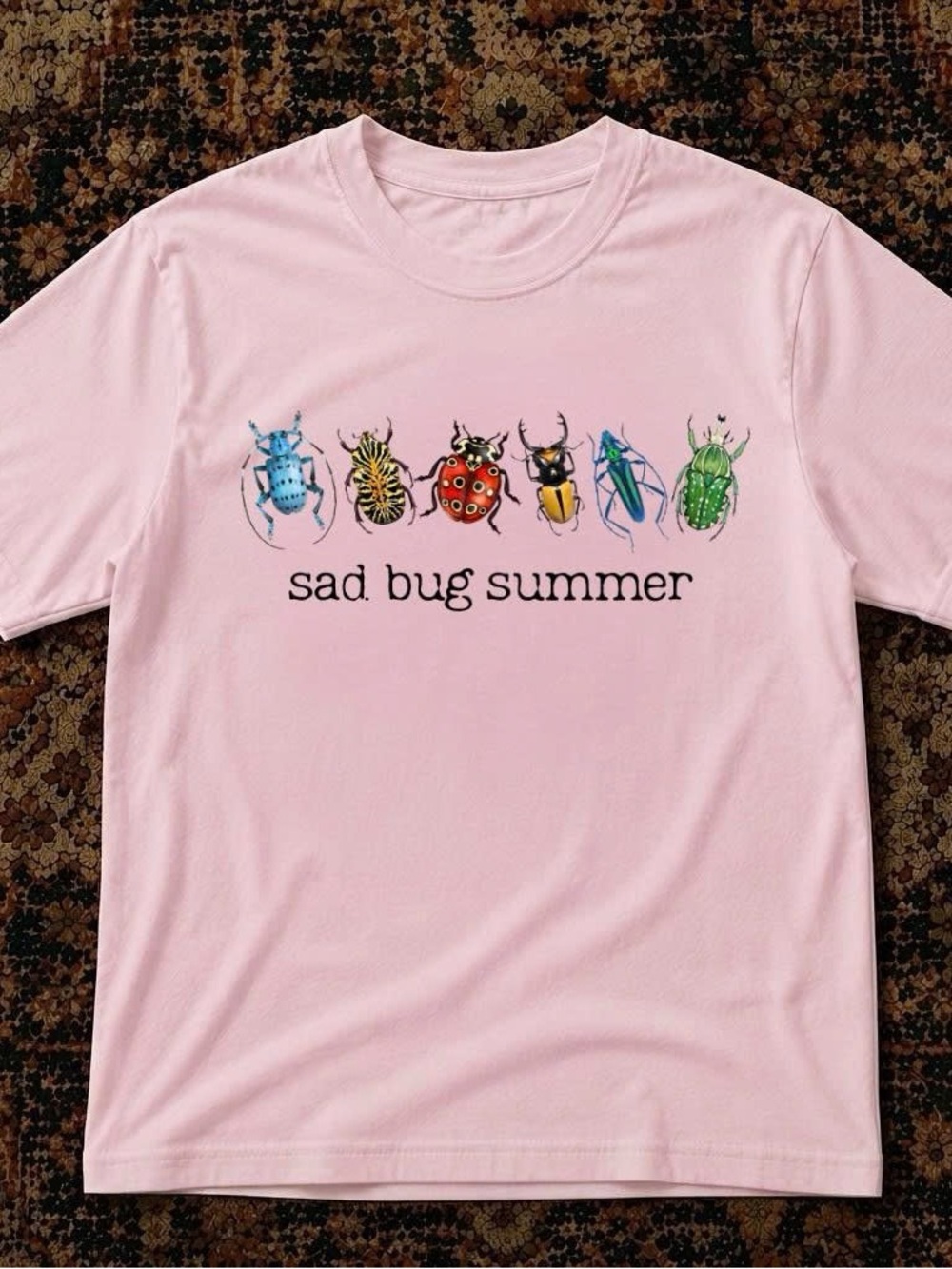 Sad Bug Summer Graphic Tee - Pink